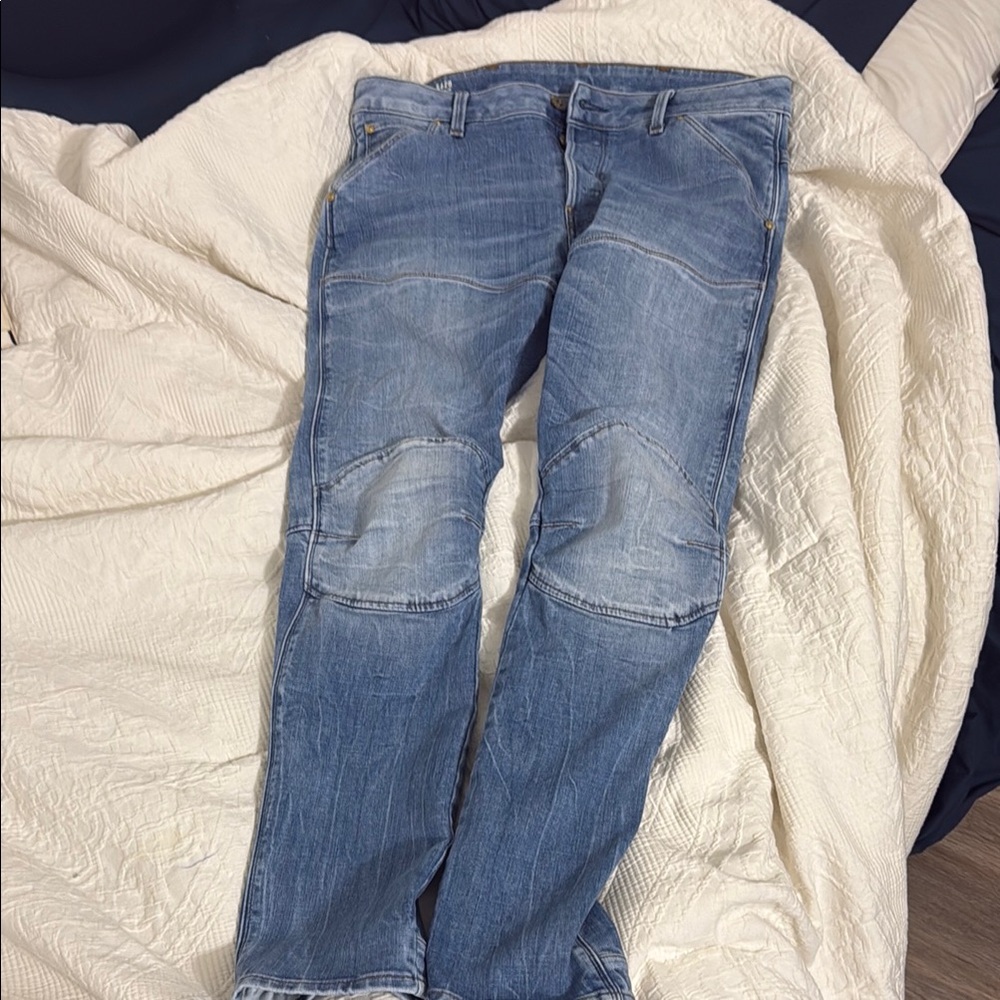 G-Star Relaxed Blue Jeans with Whiskering